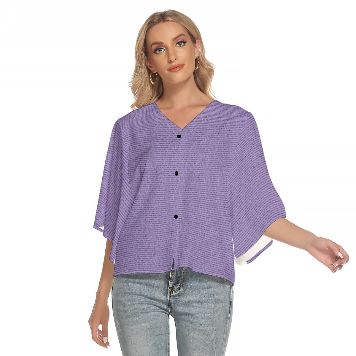 Women's Bat Sleeve Light V - neck Top - TuneInk
