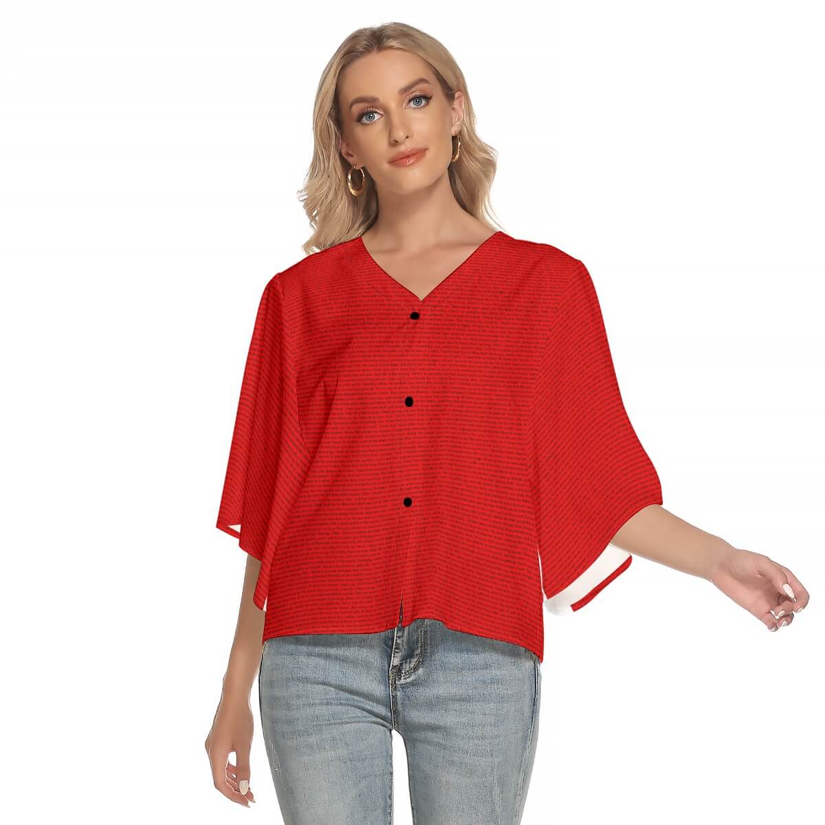 Women's Bat Sleeve Light V - neck Top - TuneInk