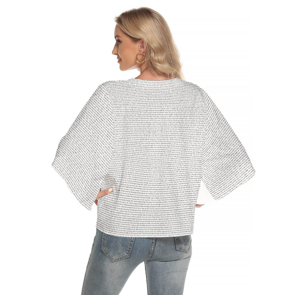 Women's Bat Sleeve Light V - neck Top - TuneInk