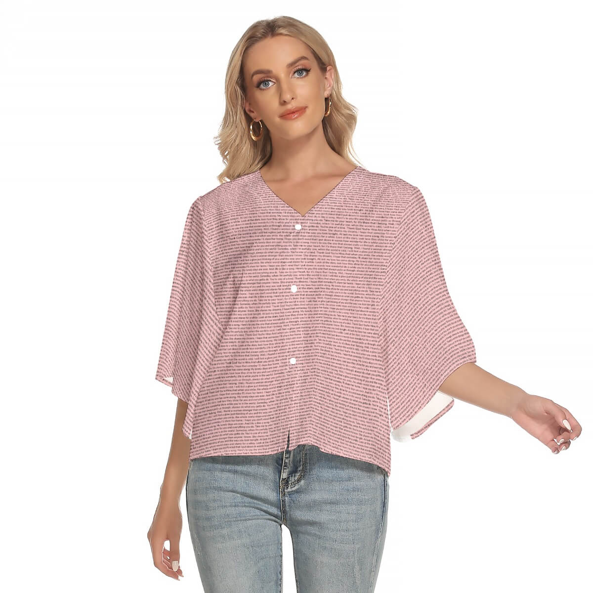Women's Bat Sleeve Light V - neck Top - TuneInk