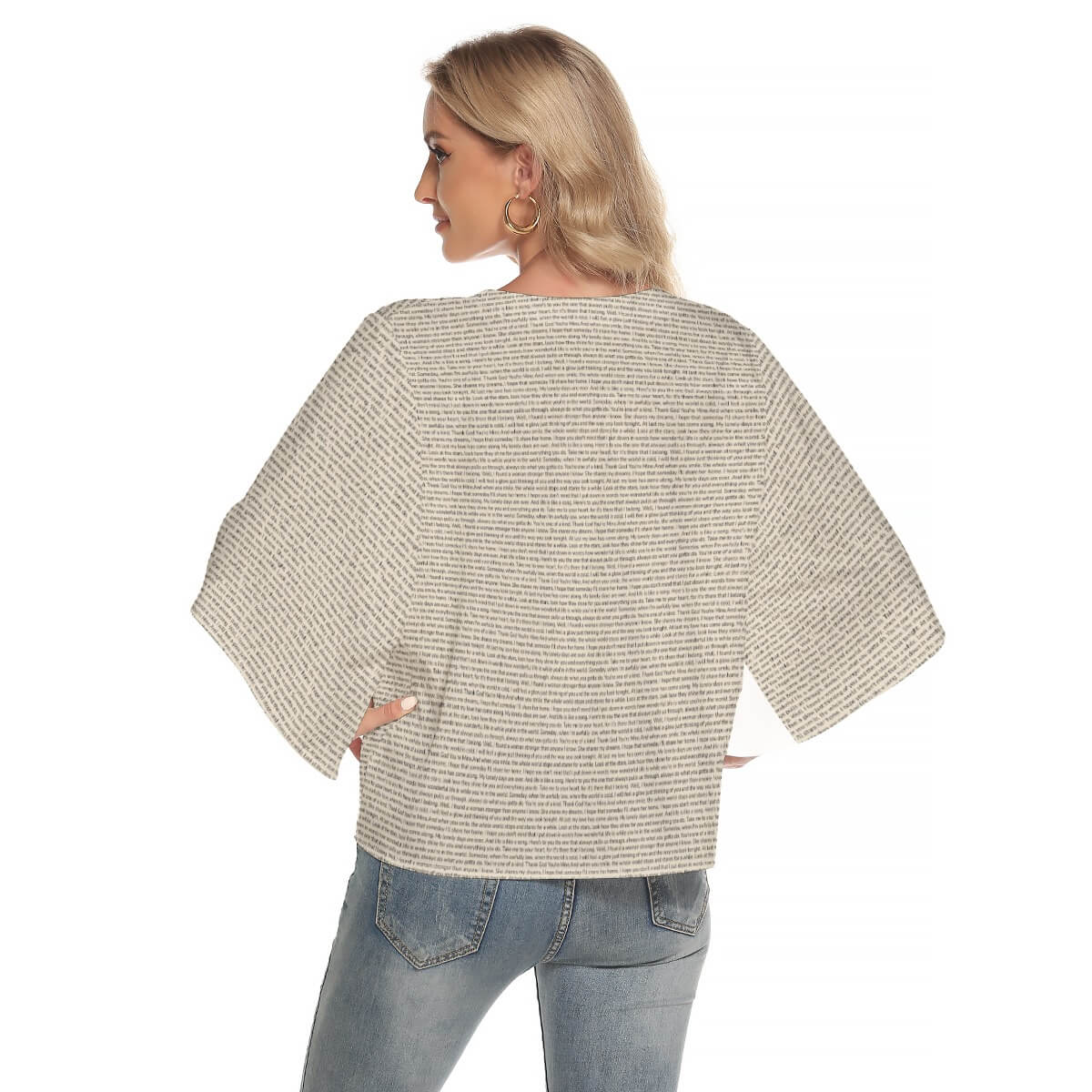 Women's Bat Sleeve Light V - neck Top - TuneInk