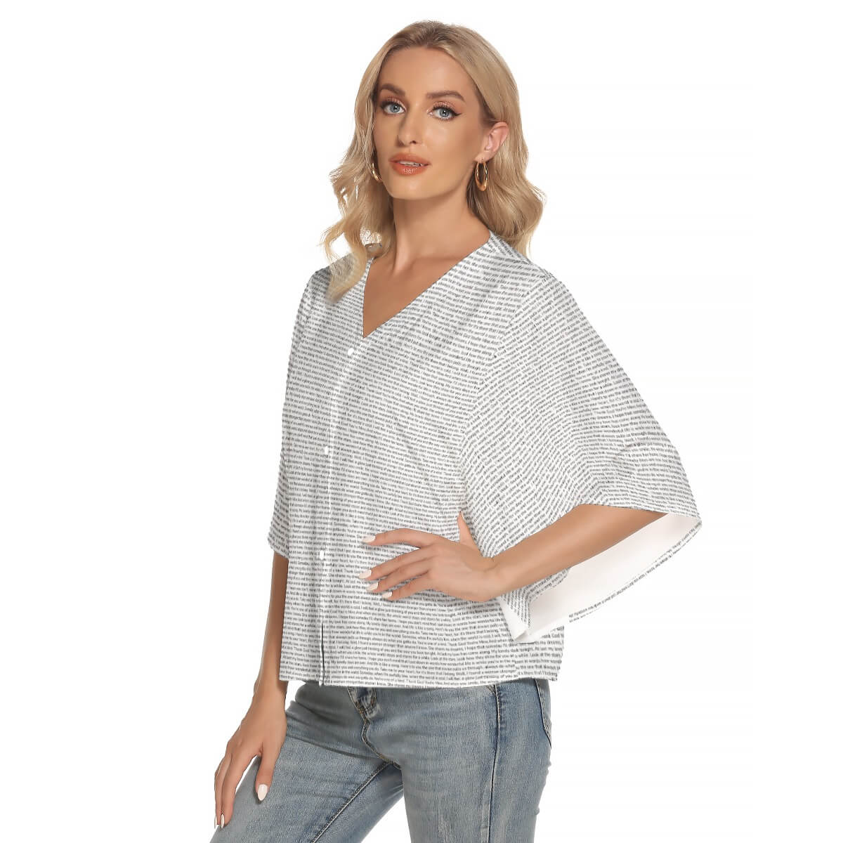 Women's Bat Sleeve Light V - neck Top - TuneInk