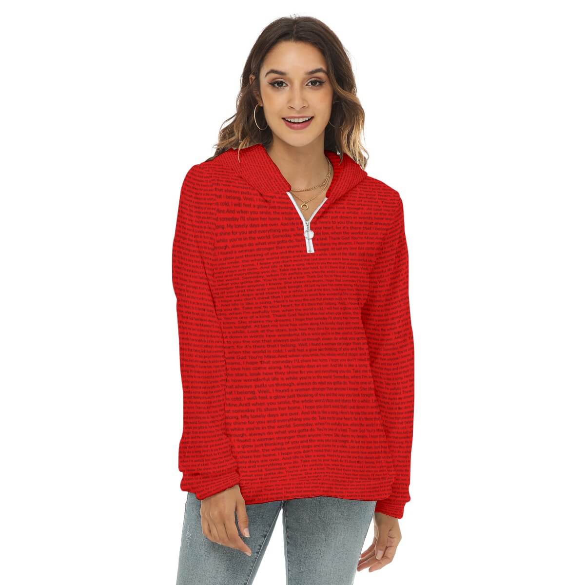 Women's Borg Fleece Hoodie With Half Zip - TuneInk