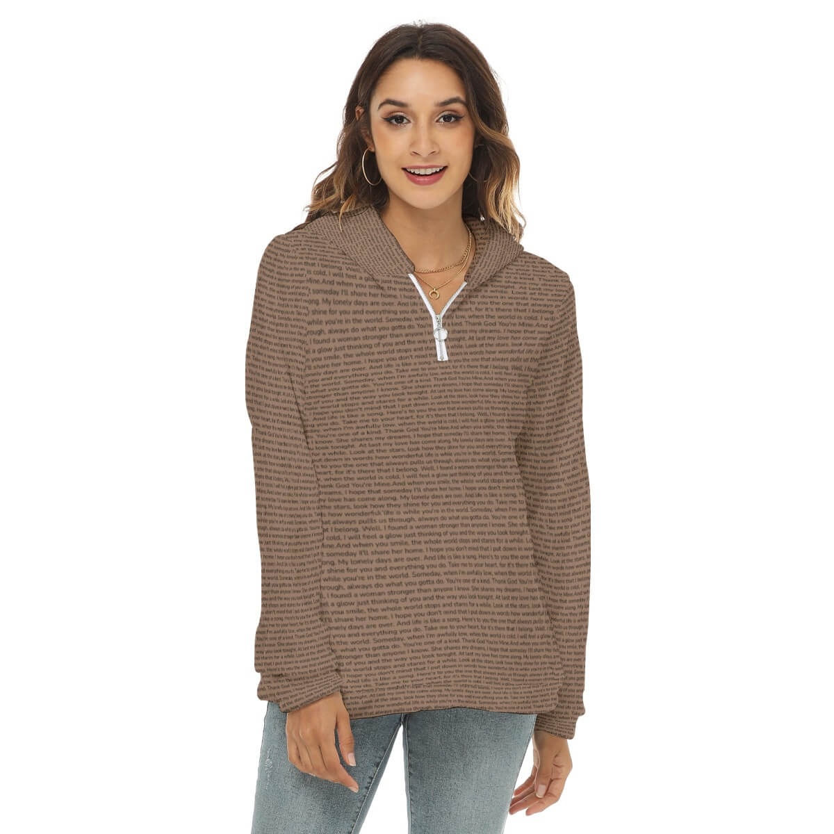 Women's Borg Fleece Hoodie With Half Zip - TuneInk