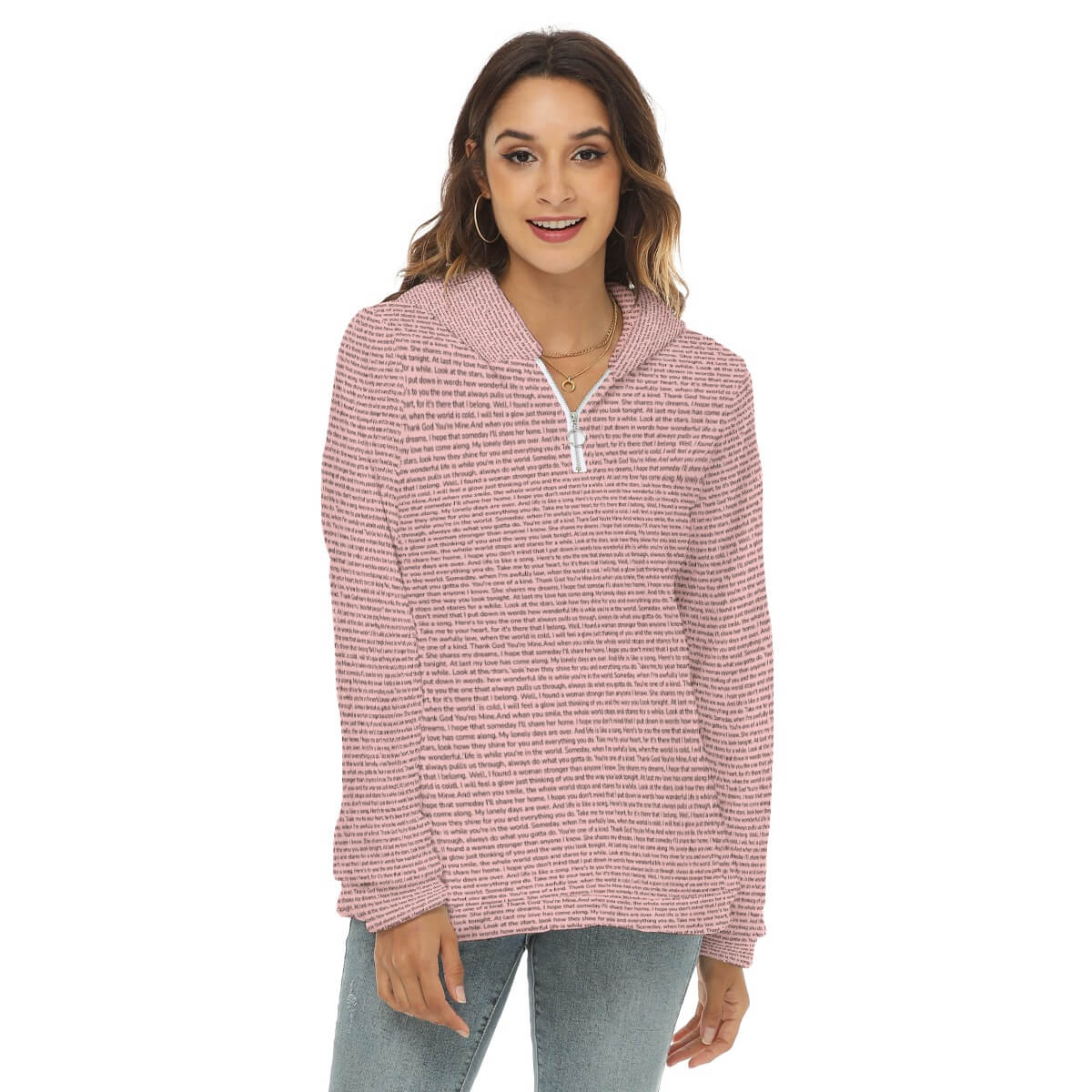 Women's Borg Fleece Hoodie With Half Zip - TuneInk