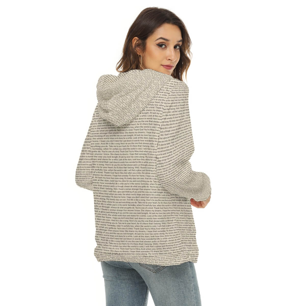 Women's Borg Fleece Hoodie With Half Zip - TuneInk