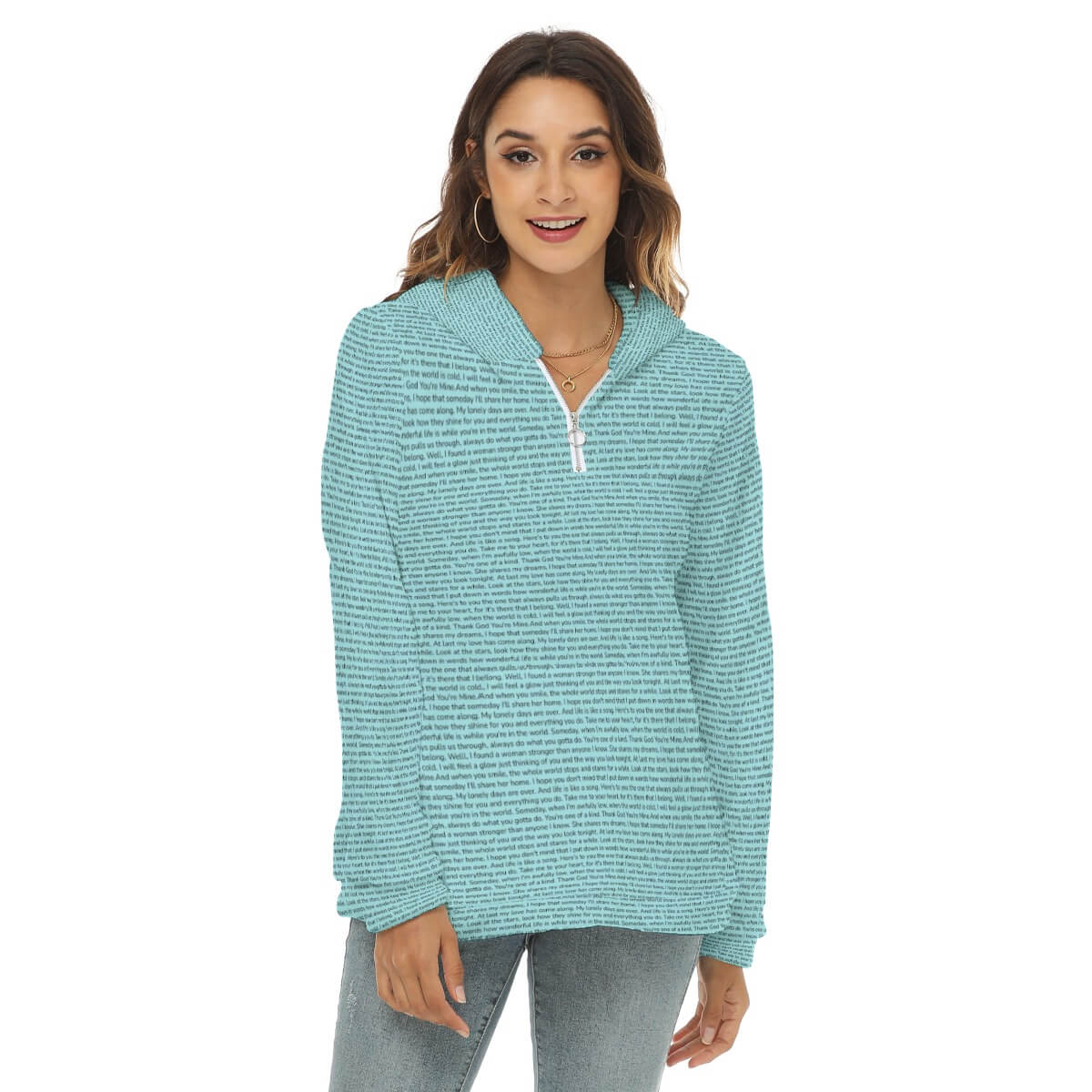 Women's Borg Fleece Hoodie With Half Zip - TuneInk