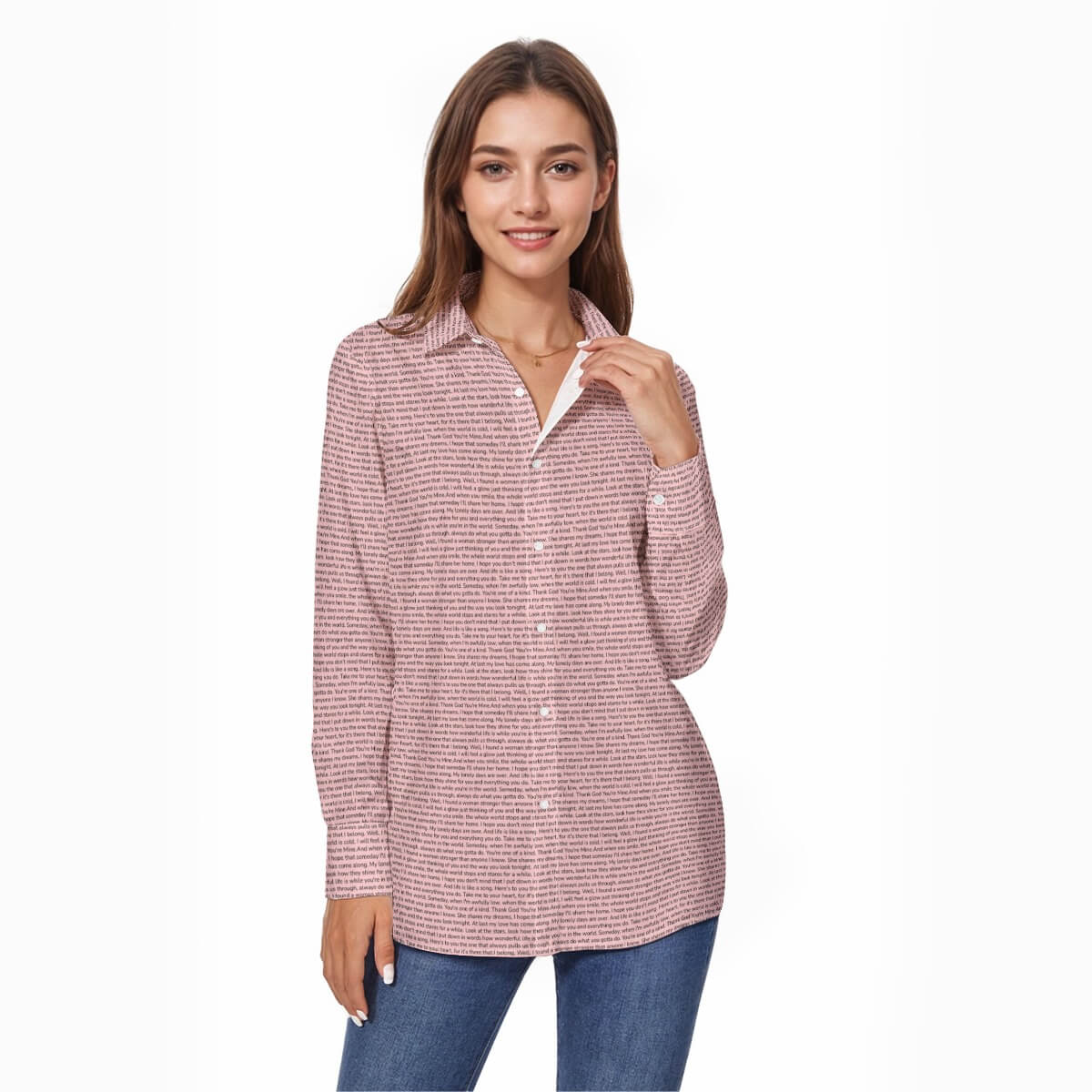 Women's Cotton Long Sleeve Button - Up Shirt - TuneInk