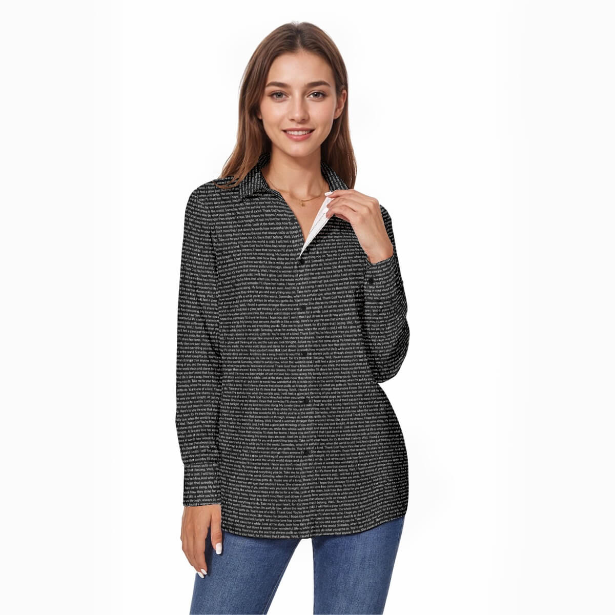 Women's Cotton Long Sleeve Button - Up Shirt - TuneInk