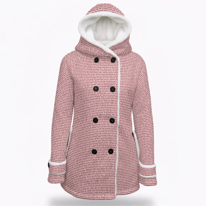 Women's Hooded Double - Breasted Winter Coat With Fleece - TuneInk