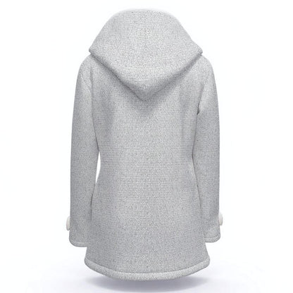 Women's Hooded Double - Breasted Winter Coat With Fleece - TuneInk