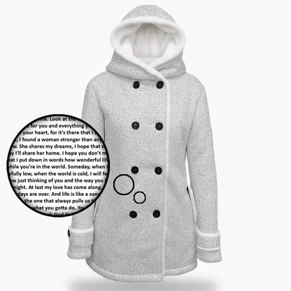 Women's Hooded Double - Breasted Winter Coat With Fleece - TuneInk