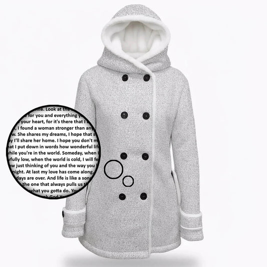 Women's Hooded Double - Breasted Winter Coat With Fleece - TuneInk
