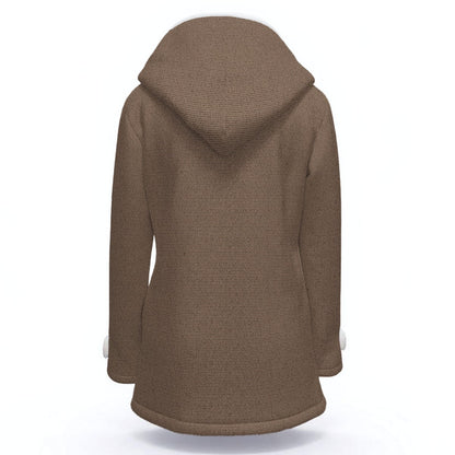 Women's Hooded Double - Breasted Winter Coat With Fleece - TuneInk