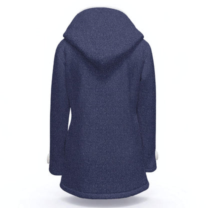 Women's Hooded Double - Breasted Winter Coat With Fleece - TuneInk