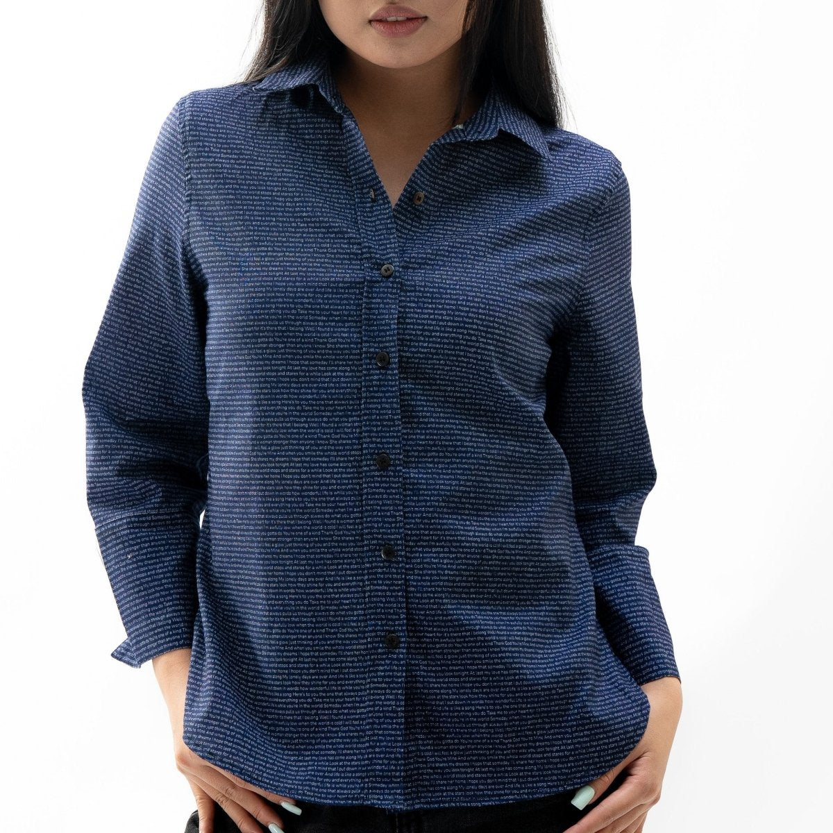 Women's Linen Textured Cotton 3/4 Sleeve Shirt - TuneInk