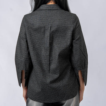 Women's Linen Textured Cotton 3/4 Sleeve Shirt - TuneInk