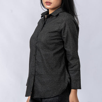 Women's Linen Textured Cotton 3/4 Sleeve Shirt - TuneInk