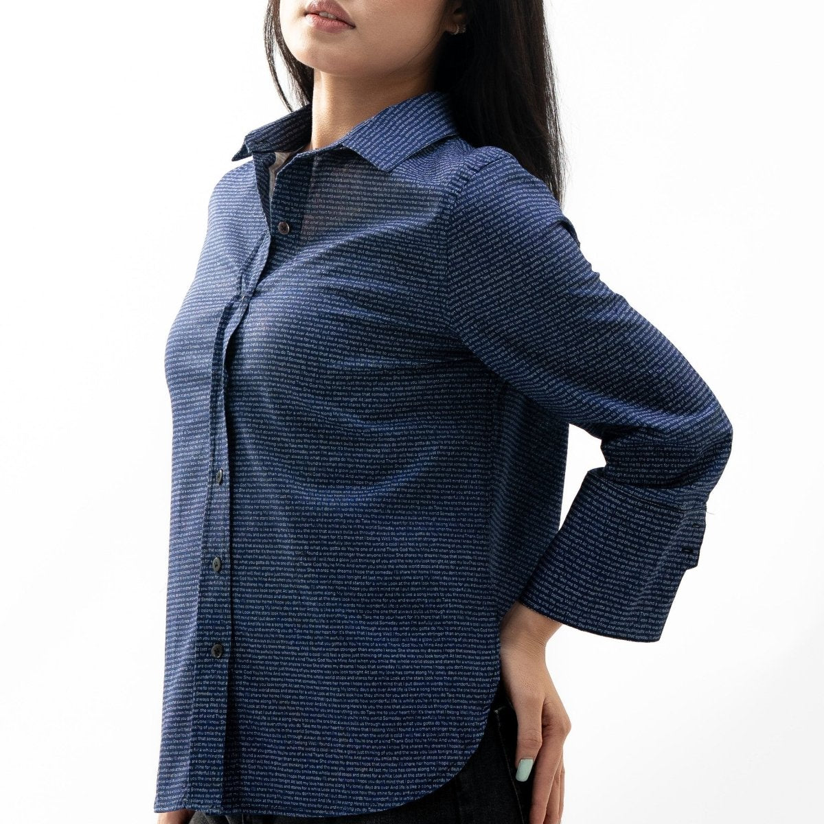 Women's Linen Textured Cotton 3/4 Sleeve Shirt - TuneInk