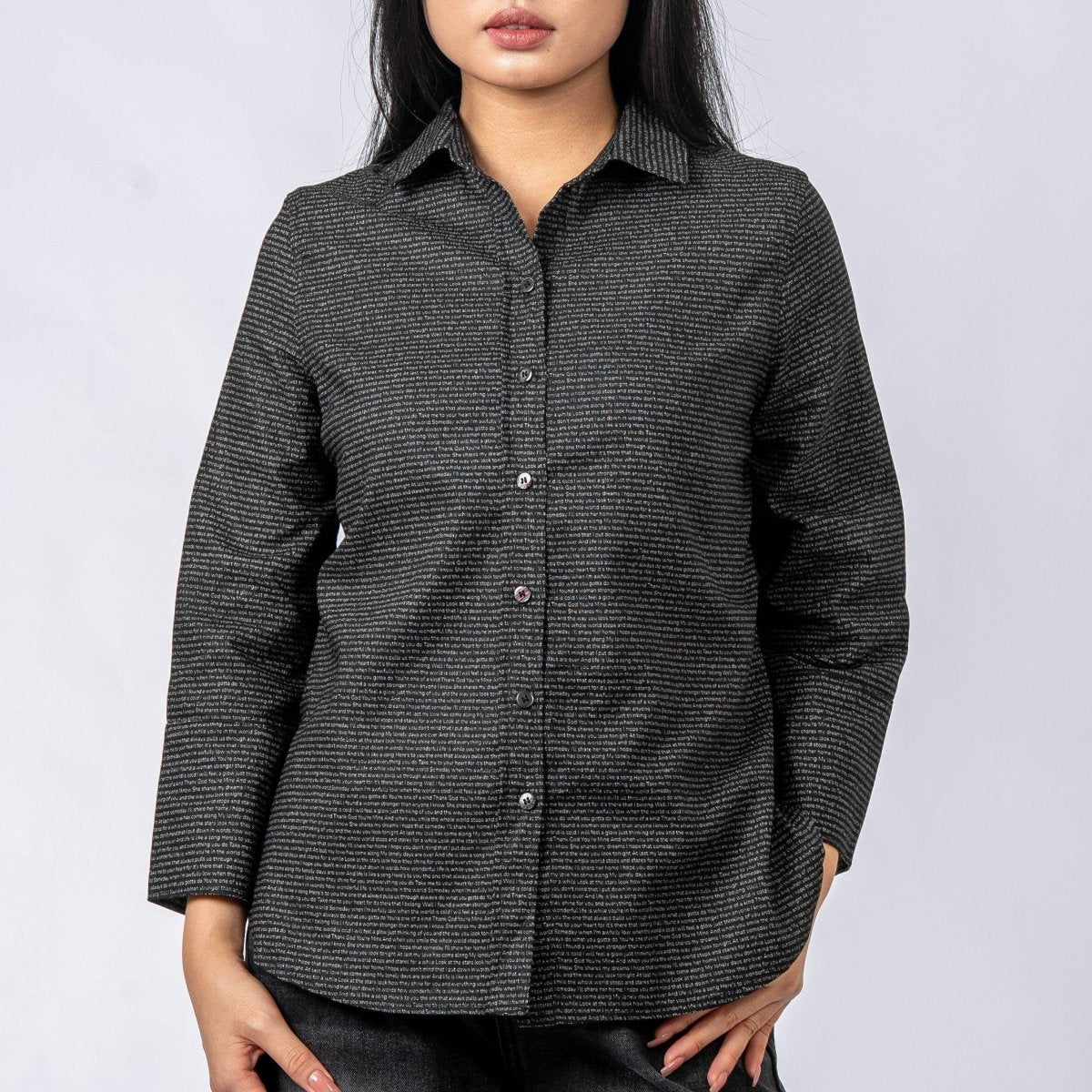 Women's Linen Textured Cotton 3/4 Sleeve Shirt - TuneInk