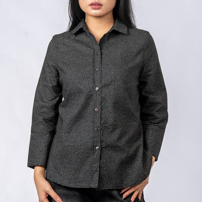 Women's Linen Textured Cotton 3/4 Sleeve Shirt - TuneInk
