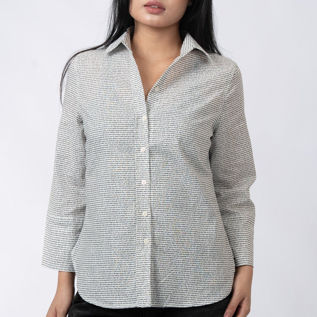 Women's Linen Textured Cotton 3/4 Sleeve Shirt - TuneInk