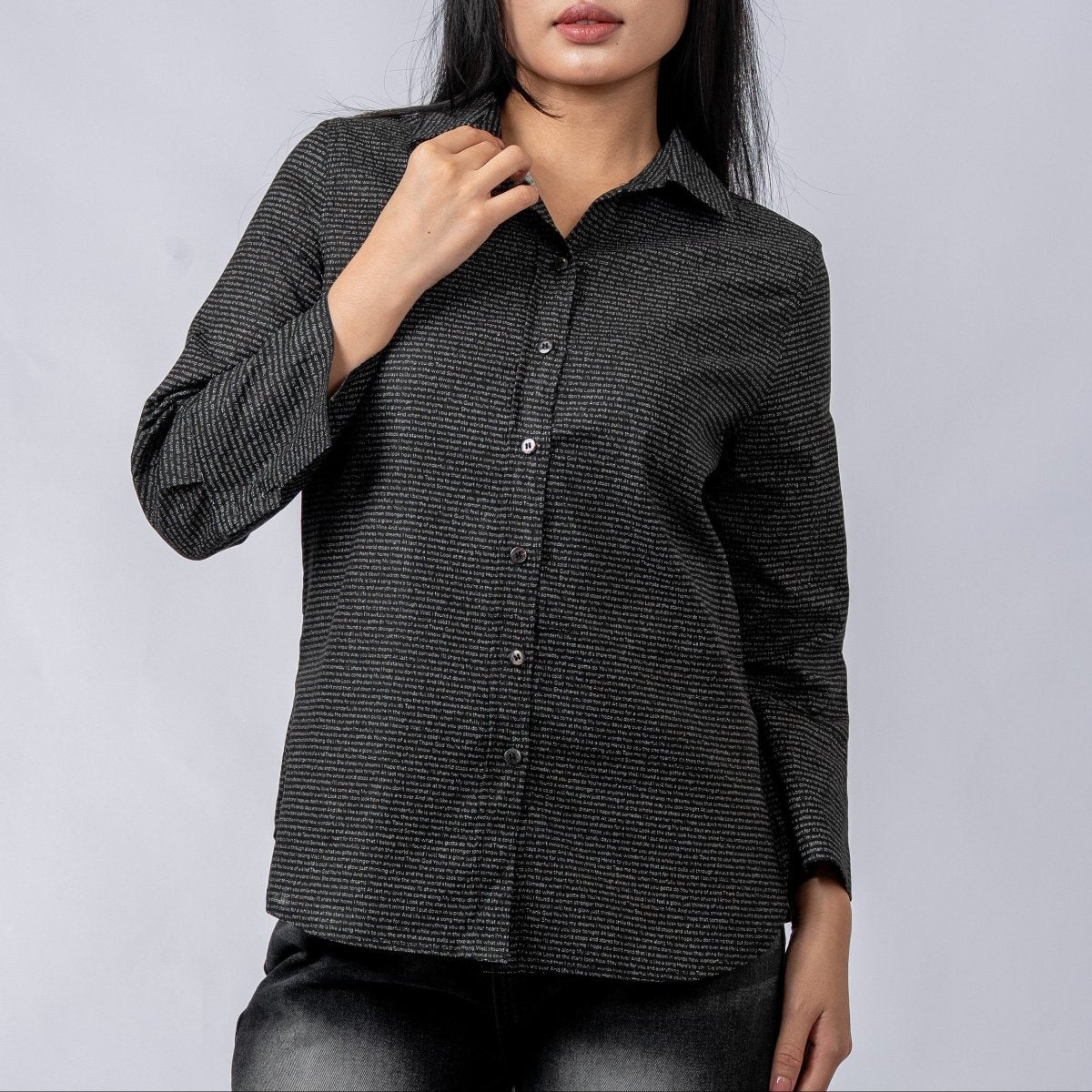 Women's Linen Textured Cotton 3/4 Sleeve Shirt - TuneInk