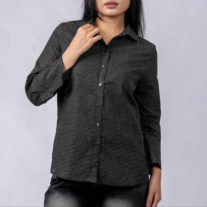 Women's Linen Textured Cotton 3/4 Sleeve Shirt - TuneInk