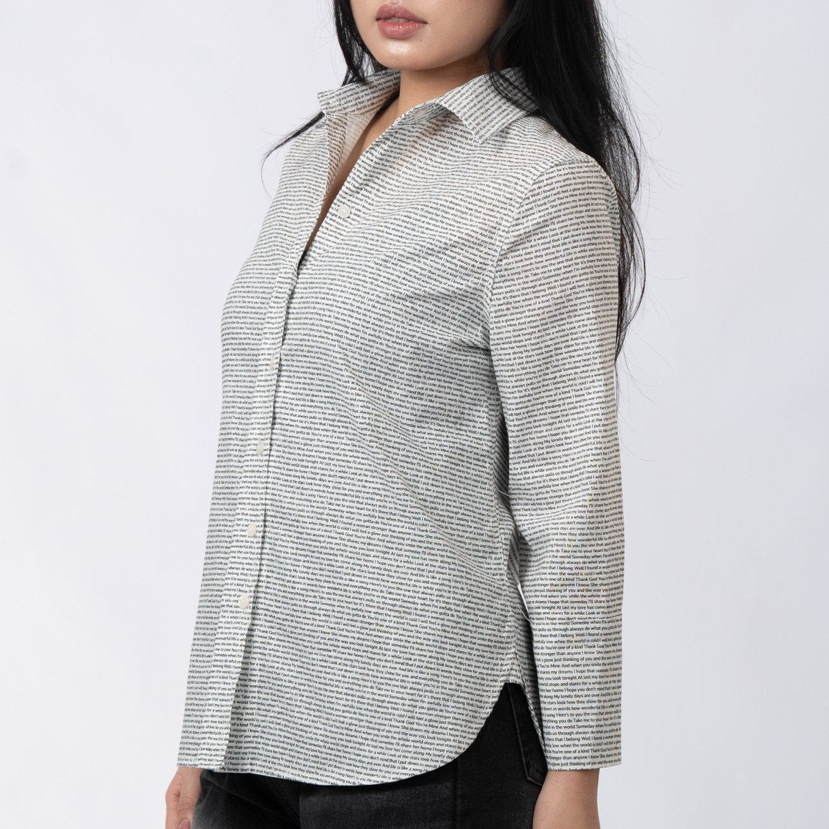 Women's Linen Textured Cotton 3/4 Sleeve Shirt - TuneInk