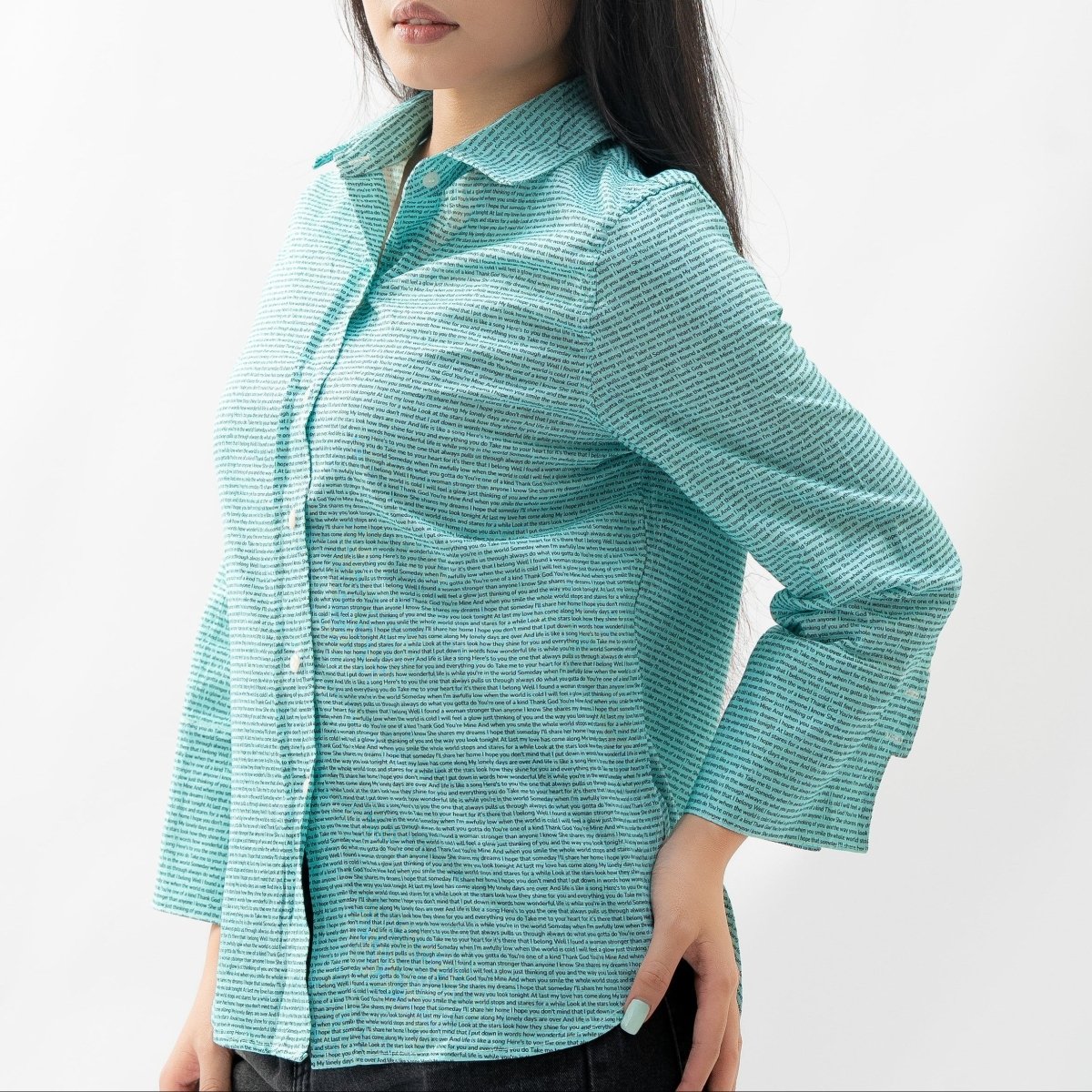 Women's Linen Textured Cotton 3/4 Sleeve Shirt - TuneInk