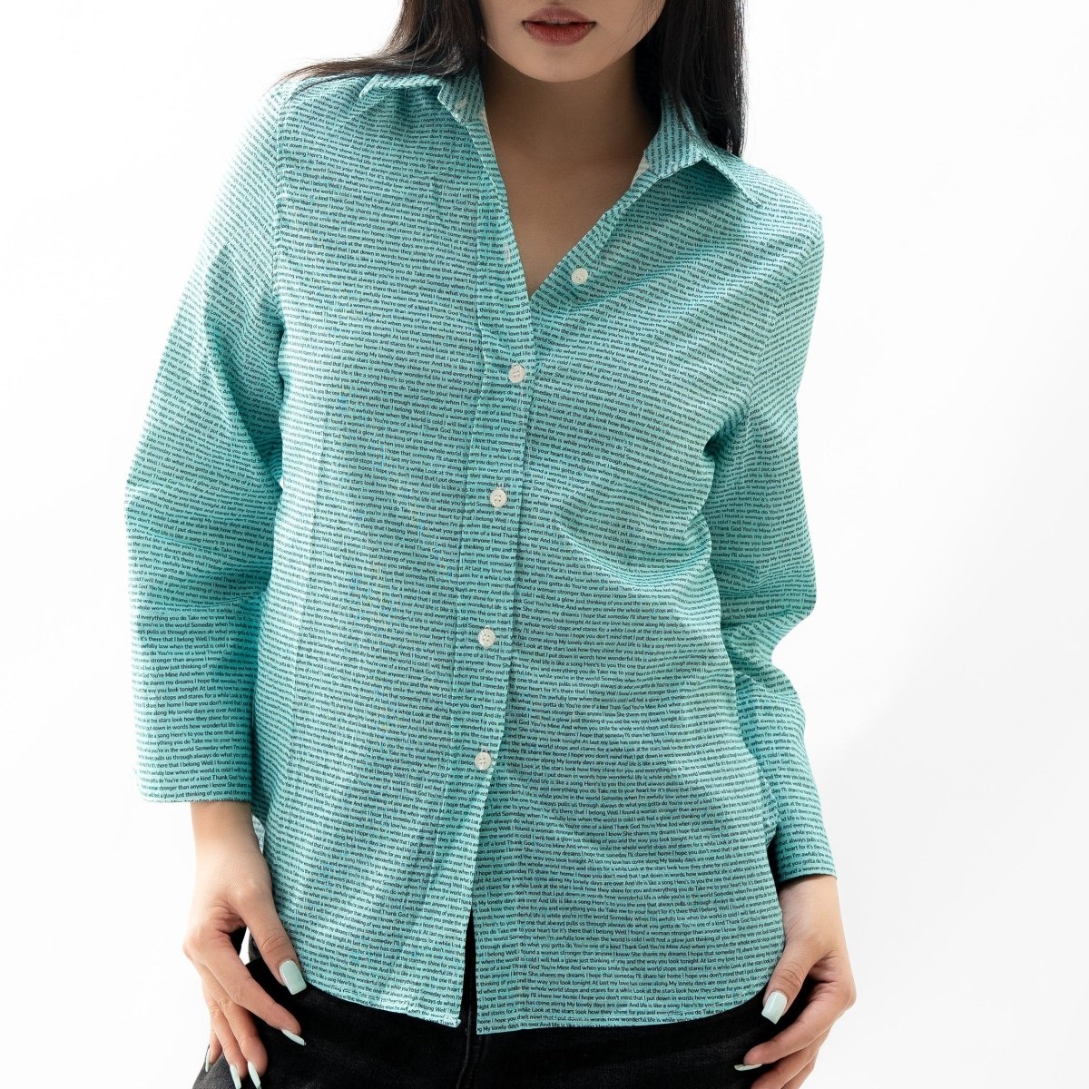 Women's Linen Textured Cotton 3/4 Sleeve Shirt - TuneInk