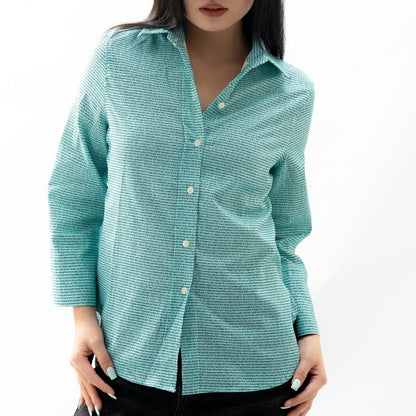 Women's Linen Textured Cotton 3/4 Sleeve Shirt - TuneInk