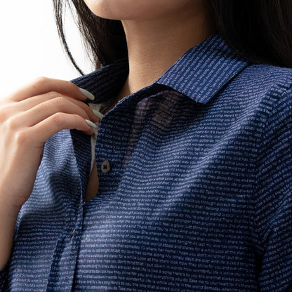 Women's Linen Textured Cotton 3/4 Sleeve Shirt - TuneInk