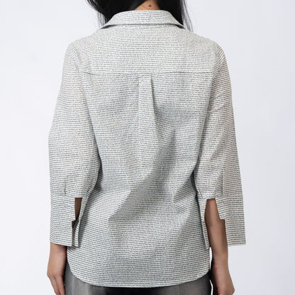 Women's Linen Textured Cotton 3/4 Sleeve Shirt - TuneInk