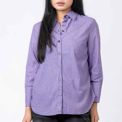 Women's Linen Textured Cotton 3/4 Sleeve Shirt - TuneInk