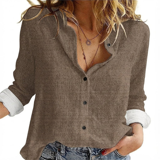 Women's Linen Textured Cotton Long Sleeve Shirt - TuneInk