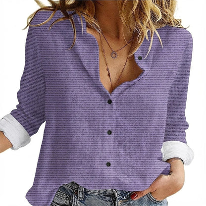 Women's Linen Textured Cotton Long Sleeve Shirt - TuneInk