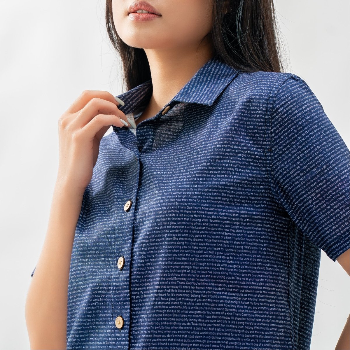 Women's Linen Textured Cotton Short Sleeve Shirt - TuneInk