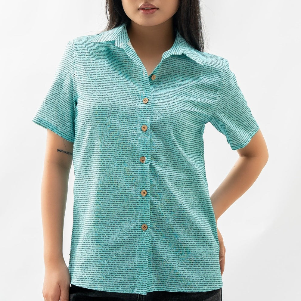 Women's Linen Textured Cotton Short Sleeve Shirt