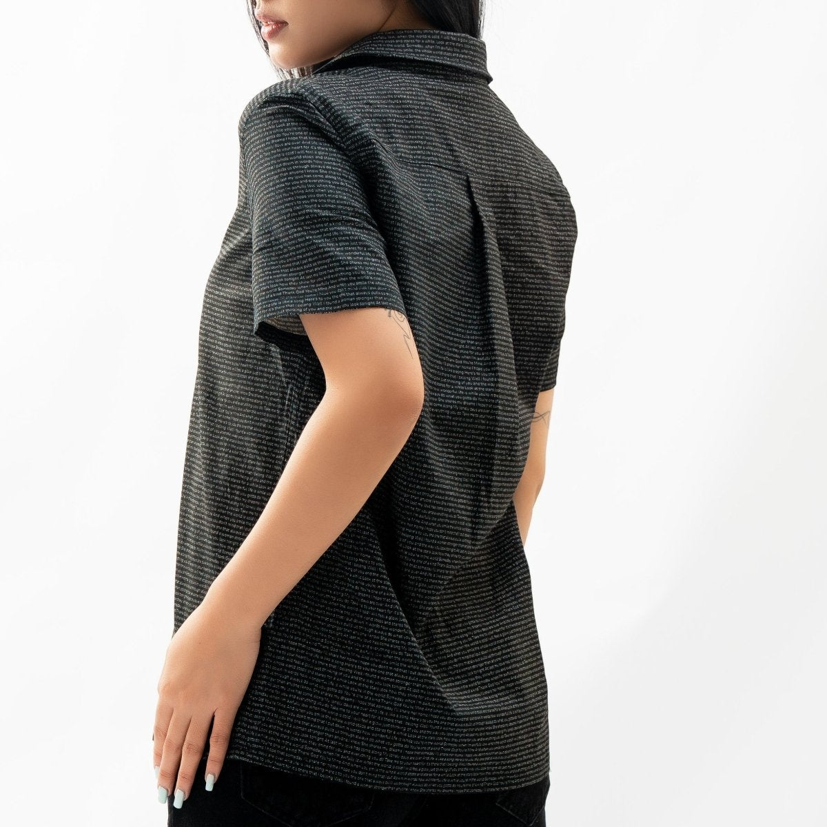 Women's Linen Textured Cotton Short Sleeve Shirt - TuneInk
