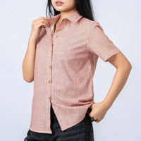 Women's Linen Textured Cotton Short Sleeve Shirt