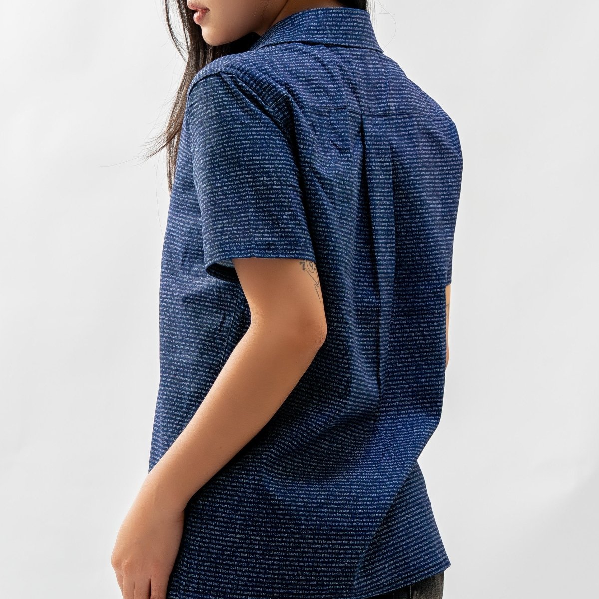 Women's Linen Textured Cotton Short Sleeve Shirt - TuneInk