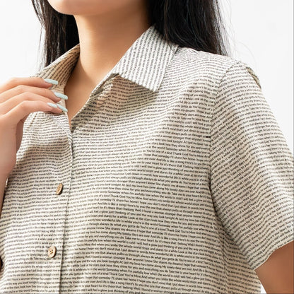 Women's Linen Textured Cotton Short Sleeve Shirt - TuneInk