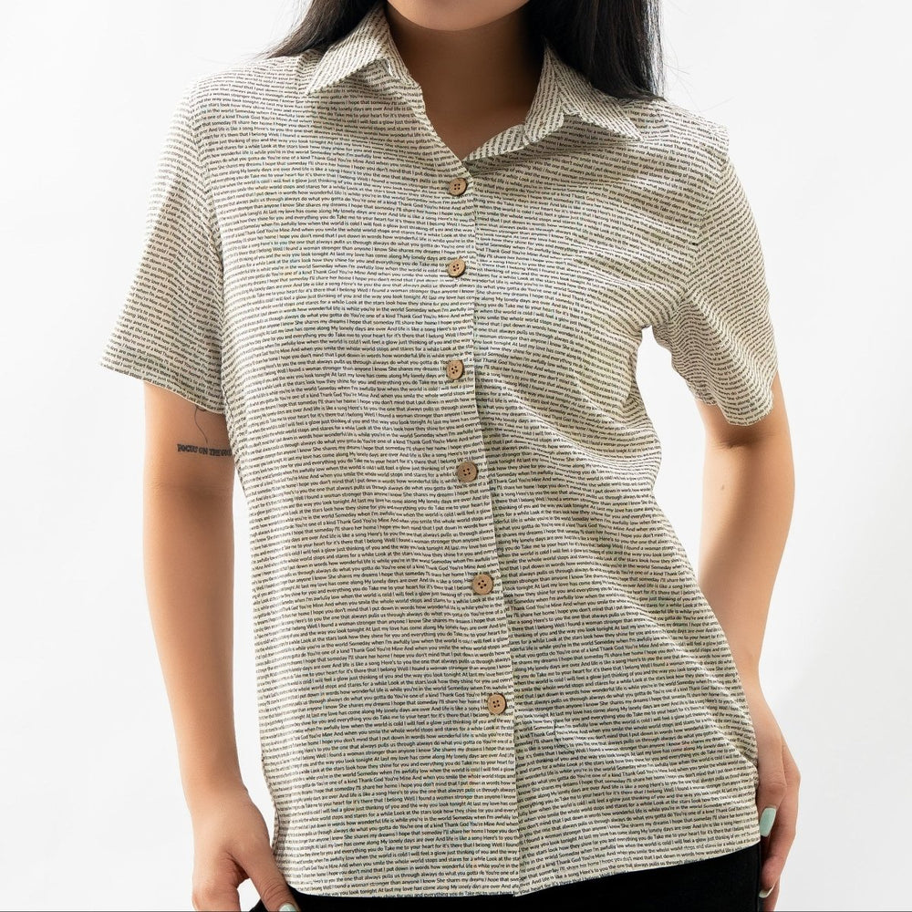Women's Linen Textured Cotton Short Sleeve Shirt