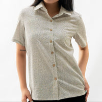 Women's Linen Textured Cotton Short Sleeve Shirt
