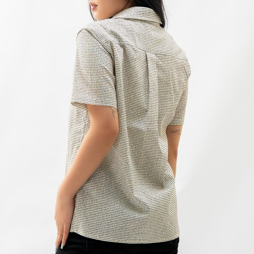 Women's Linen Textured Cotton Short Sleeve Shirt