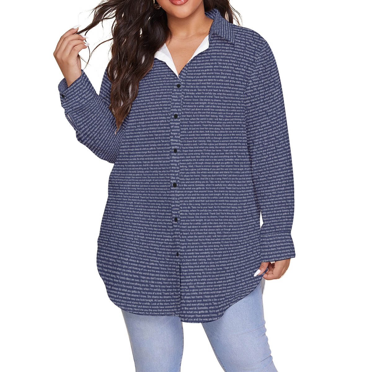 Women's Long Sleeve Button - Up Shirt (Plus Size) - TuneInk