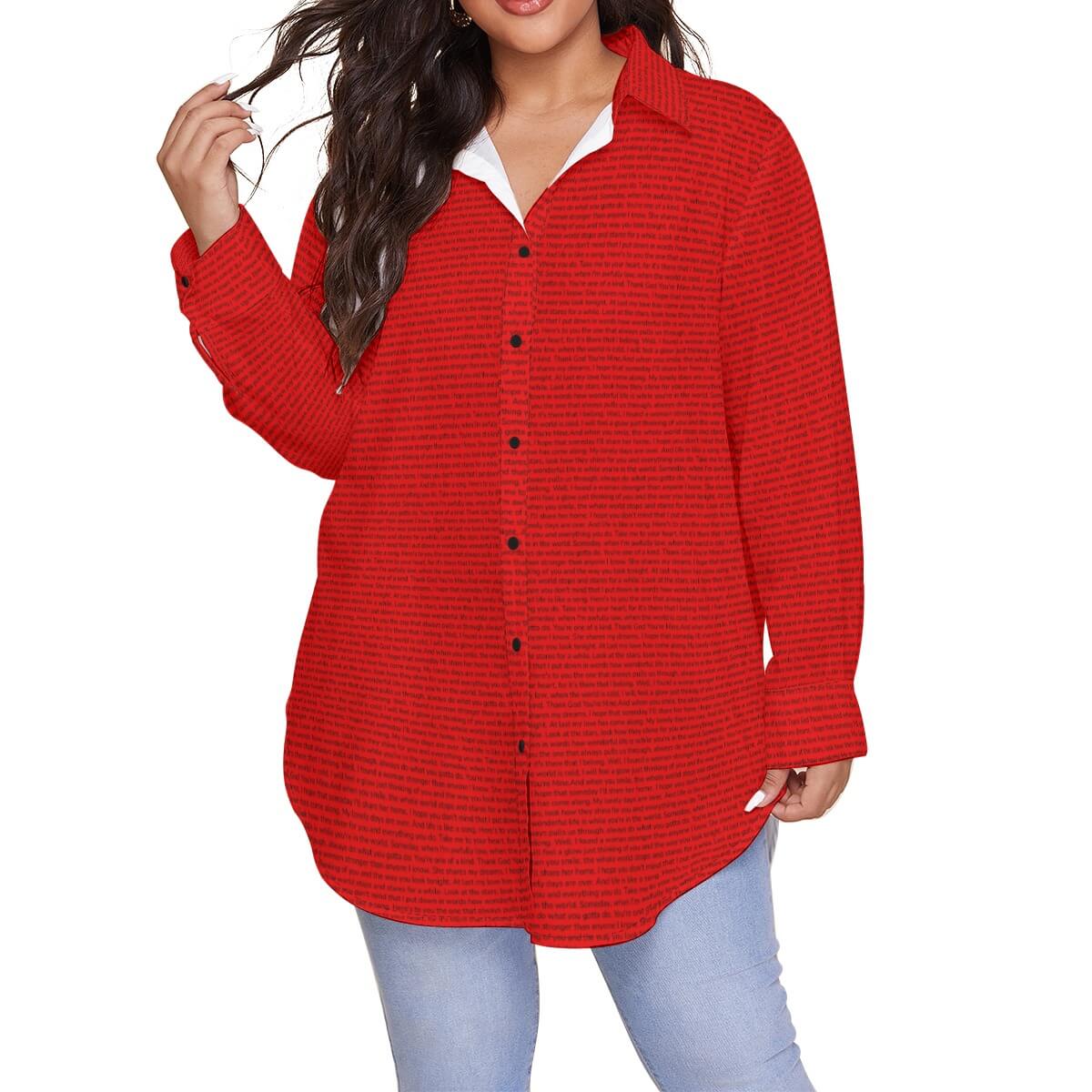 Women's Long Sleeve Button - Up Shirt (Plus Size) - TuneInk