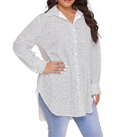 Women's Long Sleeve Button-Up Shirt (Plus Size)