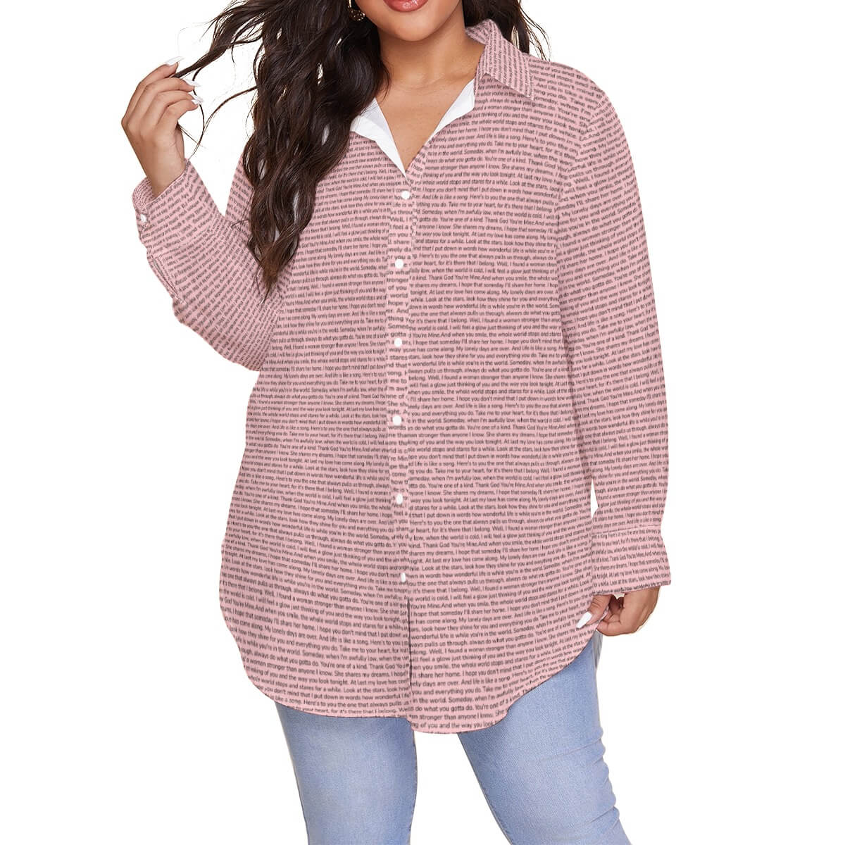 Women's Long Sleeve Button - Up Shirt (Plus Size) - TuneInk